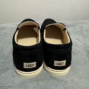 UGG Women’s Black Suede Slip-On Sneakers with Cream Soles